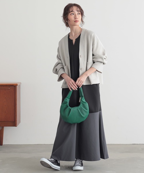 n'OrLABEL（ノアールレーベル）の「『異素材切替えノースリーブワンピース』（ワンピース・レディース・ブラック/ブラウン/グリーン・1/2）」の7枚目の写真