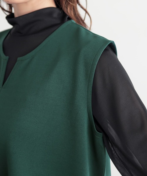 n'OrLABEL（ノアールレーベル）の「『異素材切替えノースリーブワンピース』（ワンピース・レディース・ブラック/ブラウン/グリーン・1/2）」の20枚目の写真