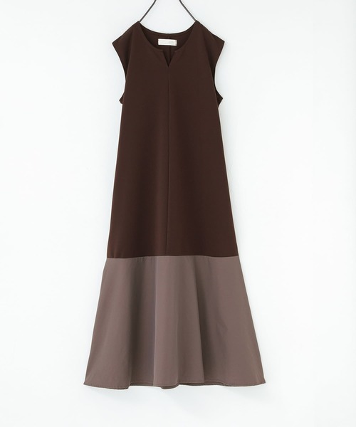 n'OrLABEL（ノアールレーベル）の「『異素材切替えノースリーブワンピース』（ワンピース・レディース・ブラック/ブラウン/グリーン・1/2）」の17枚目の写真