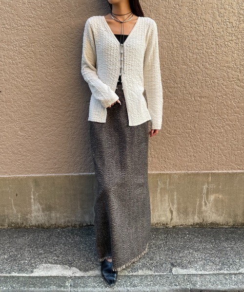 AIC.（エーアイシー）の「ギャザーニットカーディガン（カーディガン/ボレロ・レディース・オフホワイト/ブラック/レッド・FREE）」の19枚目の写真