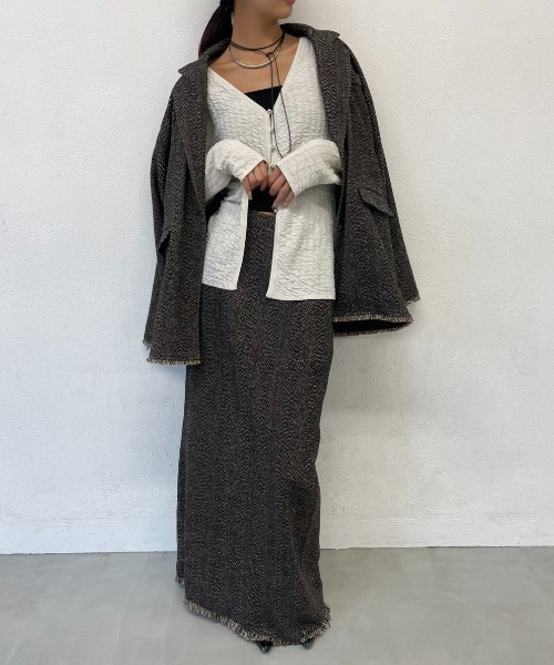 AIC.（エーアイシー）の「ギャザーニットカーディガン（カーディガン/ボレロ・レディース・オフホワイト/ブラック/レッド・FREE）」の7枚目の写真