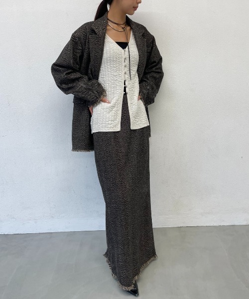 AIC.（エーアイシー）の「ギャザーニットカーディガン（カーディガン/ボレロ・レディース・オフホワイト/ブラック/レッド・FREE）」の13枚目の写真