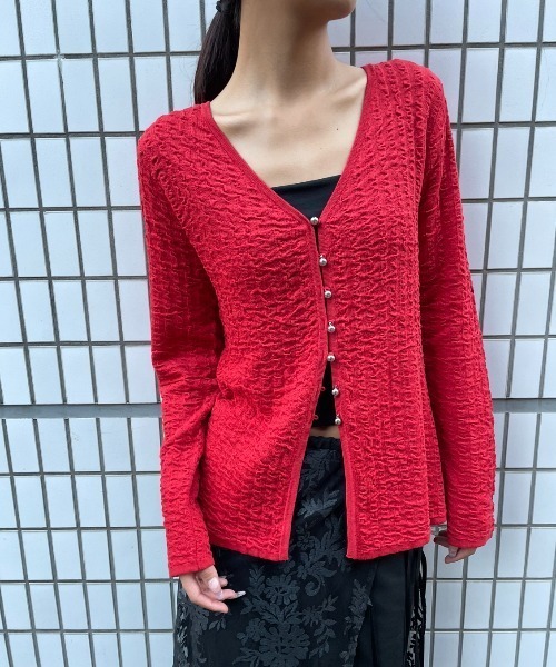 AIC.（エーアイシー）の「ギャザーニットカーディガン（カーディガン/ボレロ・レディース・オフホワイト/ブラック/レッド・FREE）」の20枚目の写真