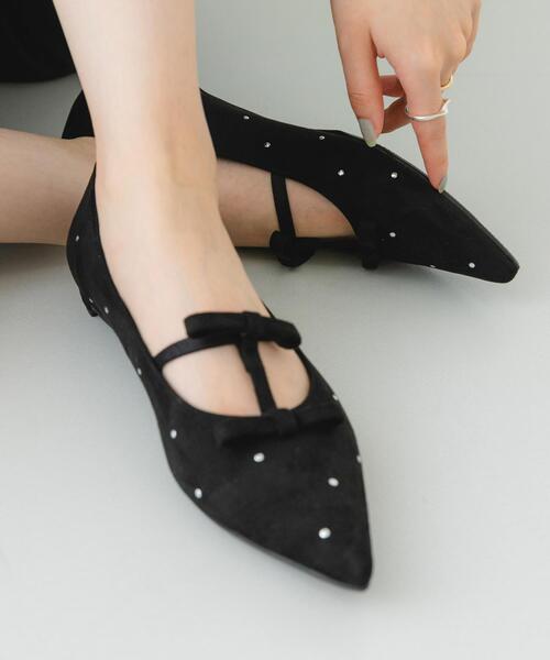 RODE SKO（ロデスコ）の「2センチダブルリボンヒールパンプス（パンプス・レディース・ブラック/オフホワイト・38/36/37）」の3枚目の写真