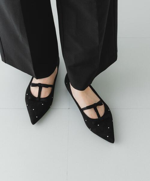 RODE SKO（ロデスコ）の「2センチダブルリボンヒールパンプス（パンプス・レディース・ブラック/オフホワイト・38/36/37）」の4枚目の写真