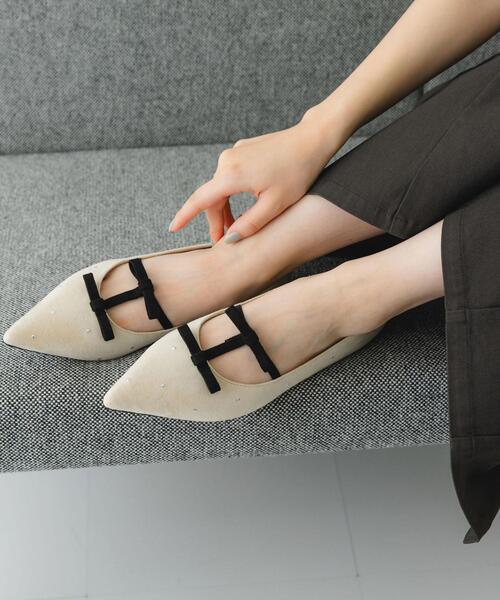 RODE SKO（ロデスコ）の「2センチダブルリボンヒールパンプス（パンプス・レディース・ブラック/オフホワイト・38/36/37）」の19枚目の写真