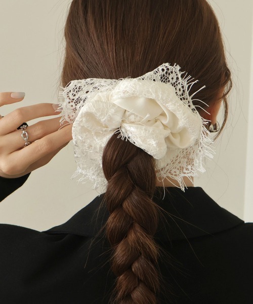 セール】フリンジ レース サテン シュシュ（シュシュ）｜CEMONEMO