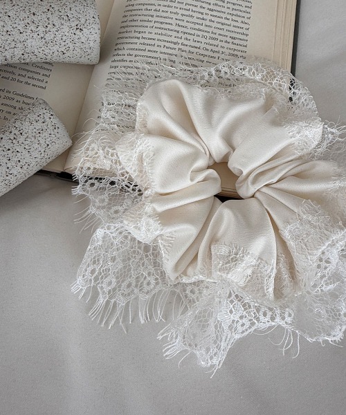 セール】フリンジ レース サテン シュシュ（シュシュ）｜CEMONEMO
