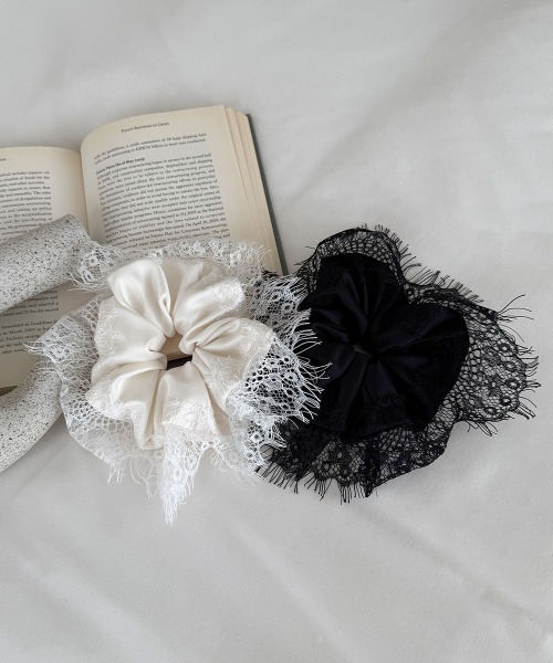 セール】フリンジ レース サテン シュシュ（シュシュ）｜CEMONEMO