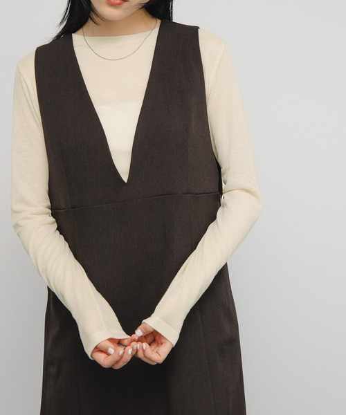 KBF（ケイビーエフ）の「シアーリブデザインカットソー（Tシャツ/カットソー・レディース・チャコールグレー/ピンク/ライトベージュ・ONE）」の14枚目の写真