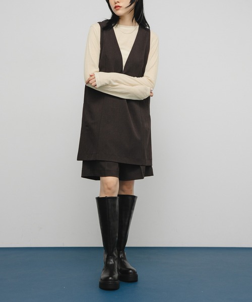 KBF（ケイビーエフ）の「シアーリブデザインカットソー（Tシャツ/カットソー・レディース・チャコールグレー/ピンク/ライトベージュ・ONE）」の11枚目の写真