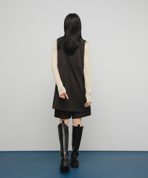 KBF（ケイビーエフ）の「シアーリブデザインカットソー（Tシャツ/カットソー・レディース・チャコールグレー/ピンク/ライトベージュ・ONE）」の9枚目の写真