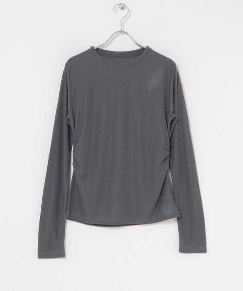 KBF（ケイビーエフ）の「シアーリブデザインカットソー（Tシャツ/カットソー・レディース・チャコールグレー/ピンク/ライトベージュ・ONE）」の21枚目の写真