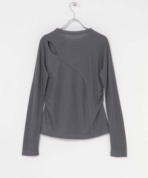 KBF（ケイビーエフ）の「シアーリブデザインカットソー（Tシャツ/カットソー・レディース・チャコールグレー/ピンク/ライトベージュ・ONE）」の19枚目の写真