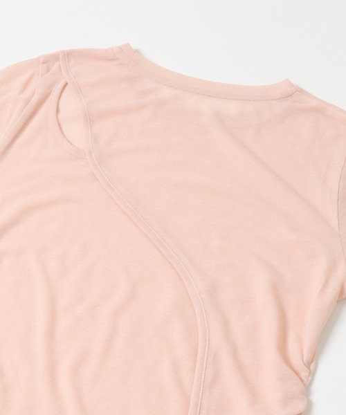 KBF（ケイビーエフ）の「シアーリブデザインカットソー（Tシャツ/カットソー・レディース・チャコールグレー/ピンク/ライトベージュ・ONE）」の17枚目の写真