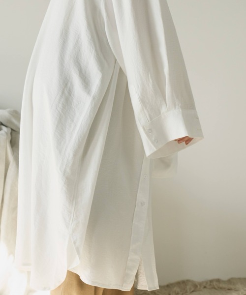 Libra Cue（リブラ キュー）の「ロングシャツワンピース（シャツワンピース・レディース・ホワイト/ブラック・FREE）」の7枚目の写真