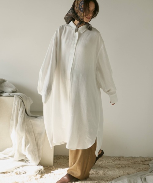 Libra Cue（リブラ キュー）の「ロングシャツワンピース（シャツワンピース・レディース・ホワイト/ブラック・FREE）」の8枚目の写真