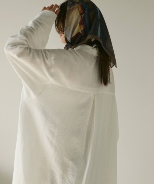 Libra Cue（リブラ キュー）の「ロングシャツワンピース（シャツワンピース・レディース・ホワイト/ブラック・FREE）」の10枚目の写真