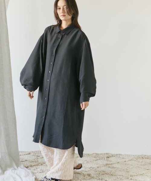 Libra Cue（リブラ キュー）の「ロングシャツワンピース（シャツワンピース・レディース・ホワイト/ブラック・FREE）」の21枚目の写真