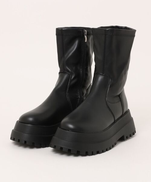 SANSeLF(サンセルフ)の「【SANSeLF】 ショートブーツ 厚底ラグソール ストレートシルエット sas25a020(ブーツ・レディース・ブラック・39/38/37/36)」の14枚目の写真