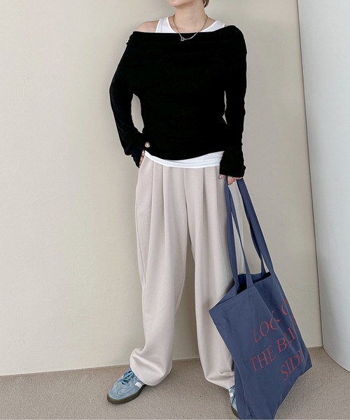 PILIT（ピリット）の「ポンチタックカーブパンツ（その他パンツ・レディース・アイボリー/ブラック/ブラウン・MEDIUM）」の6枚目の写真