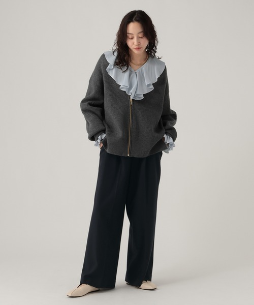 Elura（エルーラ）の「ウールライクワイドパンツ/596038（その他パンツ・レディース・ネイビー/オフホワイト/ライトグレー・MEDIUM/LARGE/FREE(S)）」の6枚目の写真