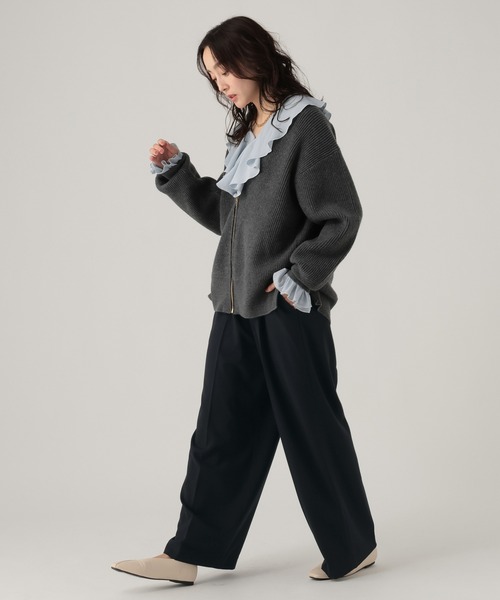 Elura（エルーラ）の「ウールライクワイドパンツ/596038（その他パンツ・レディース・ネイビー/オフホワイト/ライトグレー・MEDIUM/LARGE/FREE(S)）」の7枚目の写真