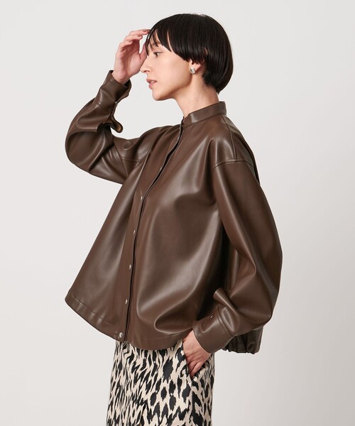 【CINOH】 レザーシャツ 別注】＜CINOH＞レザーライク シャツ ブルゾン（ブルゾン）｜CINOH