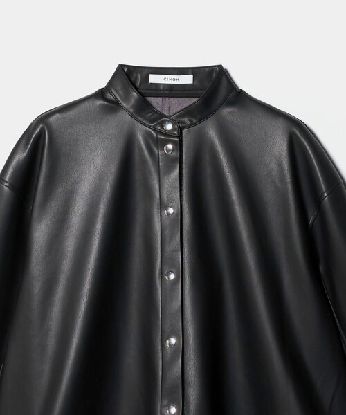 別注】＜CINOH＞レザーライク シャツ ブルゾン（ブルゾン）｜CINOH