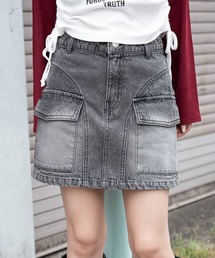 WEGO/ヴィンテージウォッシュカーゴミニスカート
