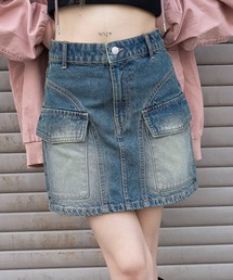 WEGO | ●WEGO/【25年秋冬新作】ヴィンテージウォッシュカーゴミニスカート(デニムスカート)
