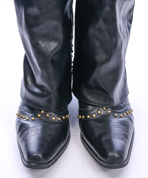 clear（クリア）の「ウエスタンカバーロングブーツ［Y2K カジュアル 着回し力抜群］（ブーツ・レディース・ブラック/グレー・M/L）」の4枚目の写真