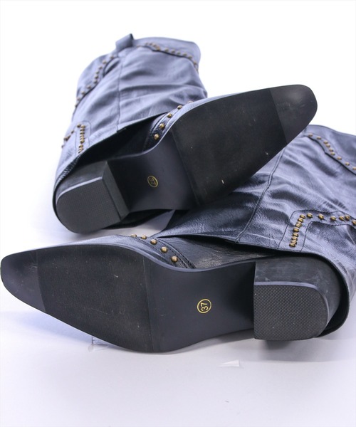 clear（クリア）の「ウエスタンカバーロングブーツ［Y2K カジュアル 着回し力抜群］（ブーツ・レディース・ブラック/グレー・M/L）」の6枚目の写真