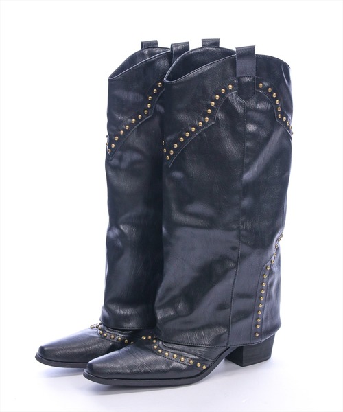 clear（クリア）の「ウエスタンカバーロングブーツ［Y2K カジュアル 着回し力抜群］（ブーツ・レディース・ブラック/グレー・M/L）」の13枚目の写真