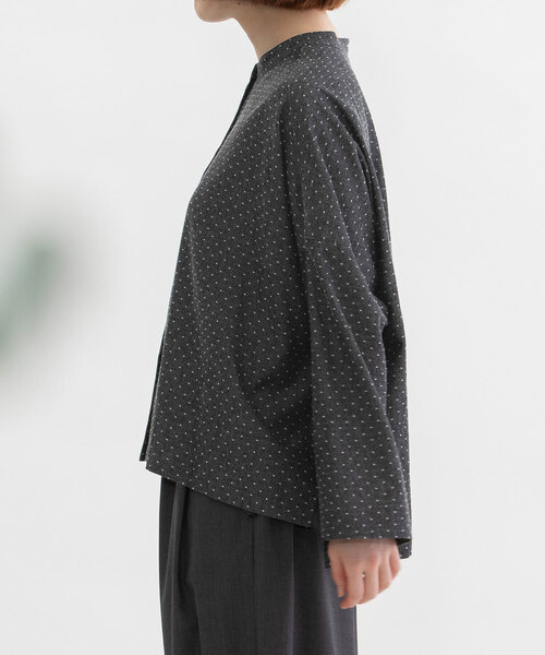 Cielドットドビースタンドカラー9分袖シャツ（シャツ/ブラウス）｜nop