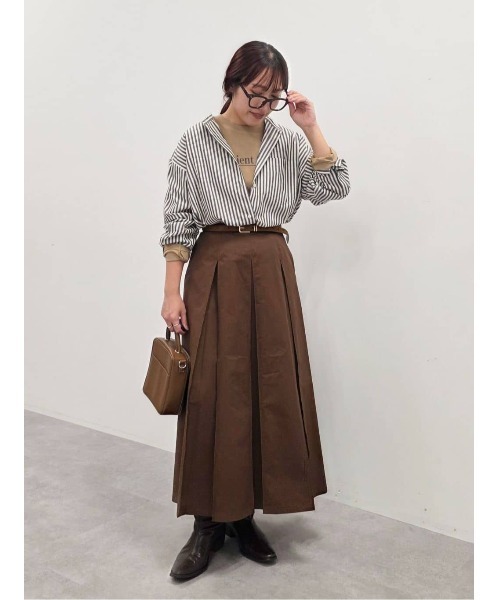 CRAFT STANDARD BOUTIQUE（クラフトスタンダードブティック）の「タックツイルプリーツスカート（スカート・レディース・ブラウン/カーキ・M/L）」の3枚目の写真