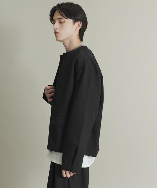 SENSE OF PLACE by URBAN RESEARCH(センスオブプレイスバイアーバンリサーチ)の「コンフォートクルーネックジャケット(その他アウター・メンズ・ブラック/グレー・MEDIUM/LARGE)」の2枚目の写真