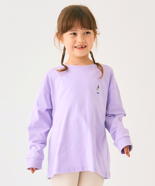 minimal(ミニマル)の「くまワンポイント天竺ロングTシャツ(Tシャツ/カットソー・キッズ・オフホワイト/ブラック/レッド/トップグレー/ラベンダー/カーキ・100cm/90cm/130cm/120cm/110cm/140cm)」の5枚目の写真