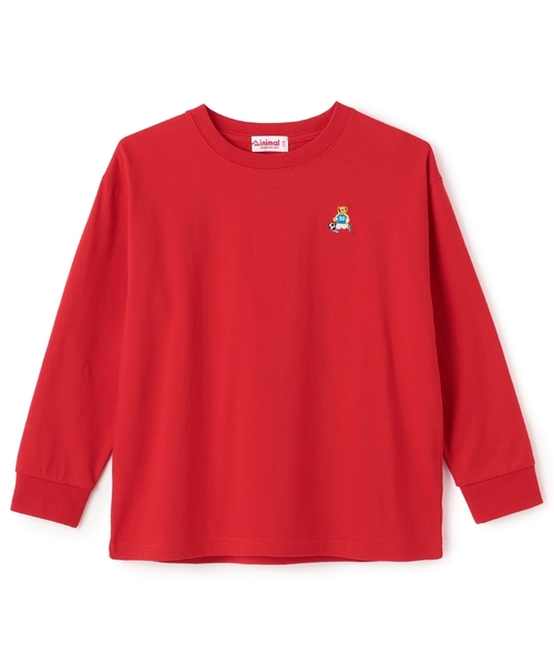 minimal(ミニマル)の「くまワンポイント天竺ロングTシャツ(Tシャツ/カットソー・キッズ・オフホワイト/ブラック/レッド/トップグレー/ラベンダー/カーキ・100cm/90cm/130cm/120cm/110cm/140cm)」の6枚目の写真