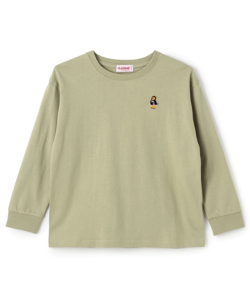 minimal(ミニマル)の「くまワンポイント天竺ロングTシャツ(Tシャツ/カットソー・キッズ・オフホワイト/ブラック/レッド/トップグレー/ラベンダー/カーキ・100cm/90cm/130cm/120cm/110cm/140cm)」の4枚目の写真