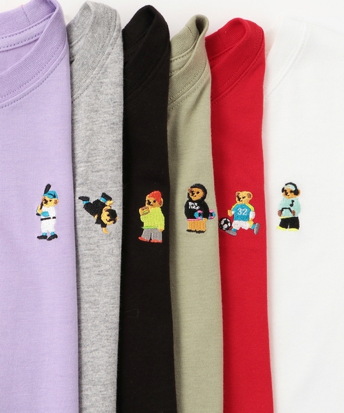 minimal(ミニマル)の「くまワンポイント天竺ロングTシャツ(Tシャツ/カットソー・キッズ・オフホワイト/ブラック/レッド/トップグレー/ラベンダー/カーキ・100cm/90cm/130cm/120cm/110cm/140cm)」の20枚目の写真