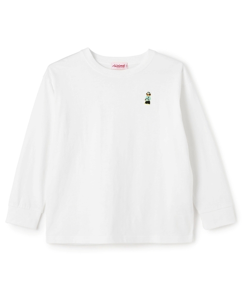 minimal(ミニマル)の「くまワンポイント天竺ロングTシャツ(Tシャツ/カットソー・キッズ・オフホワイト/ブラック/レッド/トップグレー/ラベンダー/カーキ・100cm/90cm/130cm/120cm/110cm/140cm)」の15枚目の写真