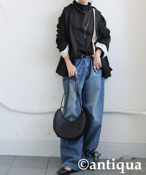 antiqua(アンティカ)の「アシメデザイン バイカラー トップス(Tシャツ/カットソー・レディース・ブラック・ONESIZE)」の7枚目の写真