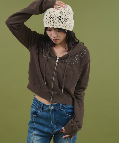 新品タグ付き パーカー ジャケット Hatsunex “MITERU” Zip upパーカー（モノクロブラック） | HATSUN