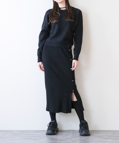 a lot of love（ア ロット オブ ラブ）の「ネックリボン モヘアニット（ニット/セーター・レディース・オフホワイト/グレー/ブルー/ブラック/ラベンダー・FREE）」の3枚目の写真