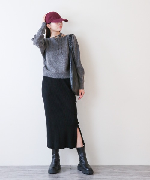 a lot of love（ア ロット オブ ラブ）の「ネックリボン モヘアニット（ニット/セーター・レディース・オフホワイト/グレー/ブルー/ブラック/ラベンダー・FREE）」の14枚目の写真