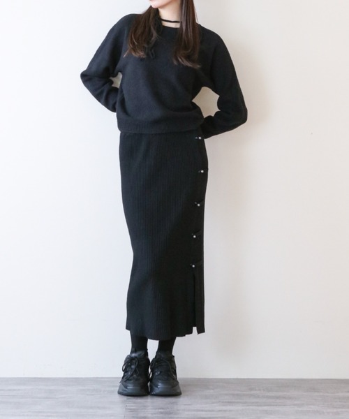 a lot of love（ア ロット オブ ラブ）の「ネックリボン モヘアニット（ニット/セーター・レディース・オフホワイト/グレー/ブルー/ブラック/ラベンダー・FREE）」の6枚目の写真