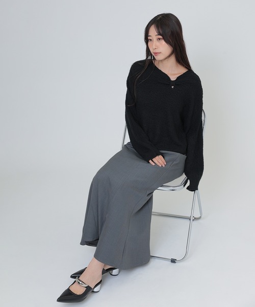 SUWDEE(スーディー)の「ribbon motif knit pullover(ニット/セーター・レディース・キャメル/ブラック/アイボリー・FREE)」の8枚目の写真