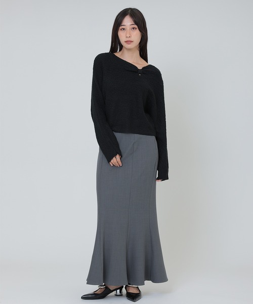 SUWDEE(スーディー)の「ribbon motif knit pullover(ニット/セーター・レディース・キャメル/ブラック/アイボリー・FREE)」の9枚目の写真