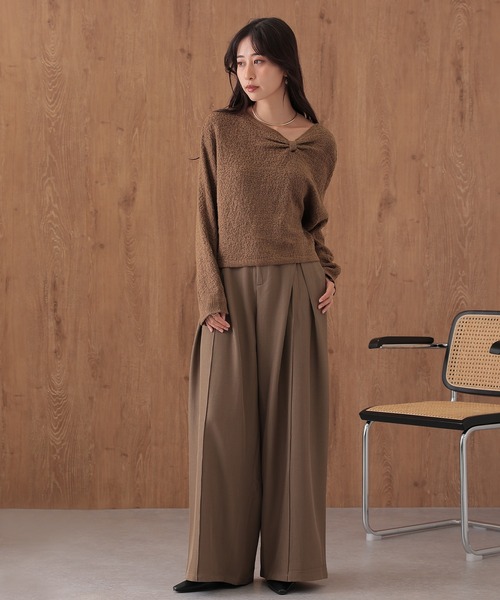 SUWDEE(スーディー)の「ribbon motif knit pullover(ニット/セーター・レディース・キャメル/ブラック/アイボリー・FREE)」の10枚目の写真